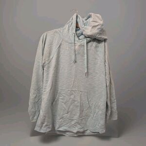 WOMENS CALVIN KLEIN LIGHT BLUE PULLOVER HOODIE SWEATSHIRT WITH POCKETS SZ L